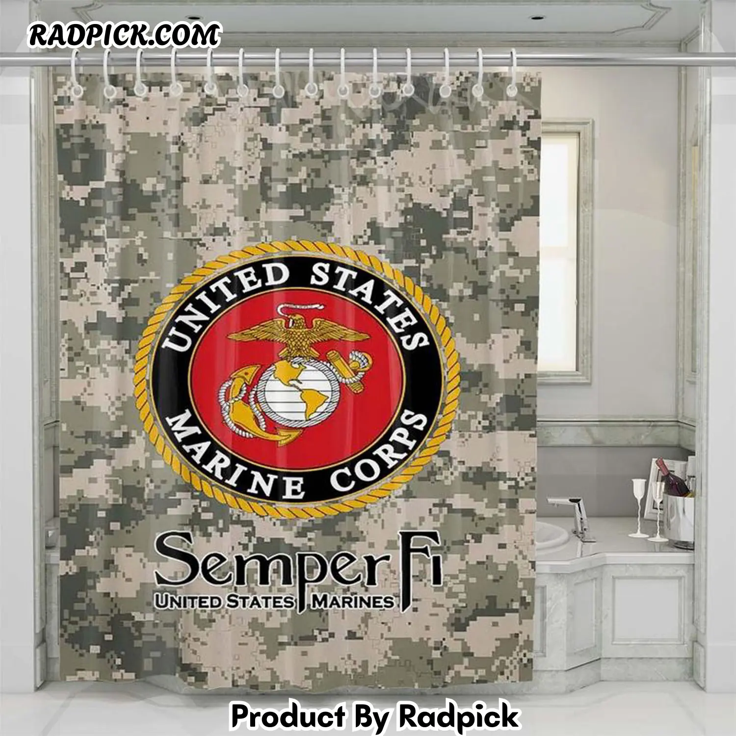 Usmc us marine corps shower curtain set bathroom set for bathroom decor best gift for friends rp38738